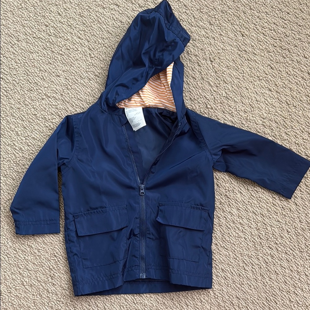 First Impressions Blue Raincoat with Hood and Long Sleeves